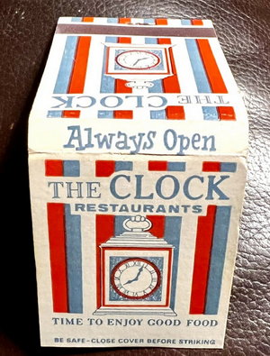 Clock Restaurant - Matchbook (newer photo)